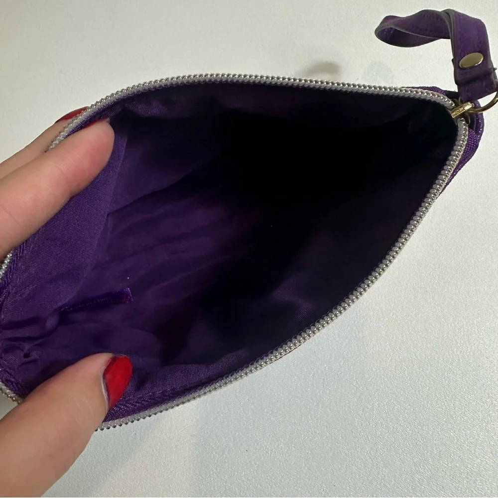 Victorias Secret Metallic Purple Shimmer Ruffle Makeup Bag Case Pouch